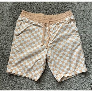 Vans Mens Shorts‎ Range Checkered Drawstring Waist Skater Orange Size Small